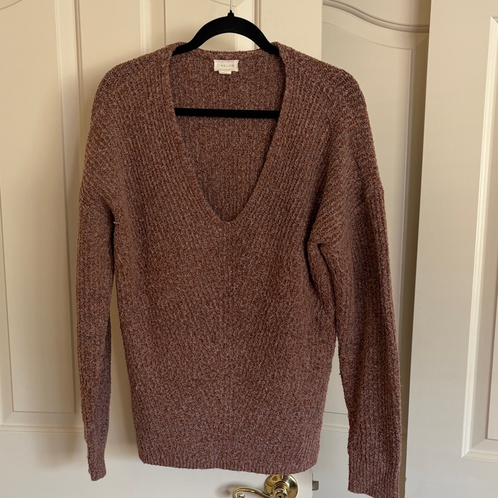Caslon Women's V-Neck Sweater - Rich Brown
